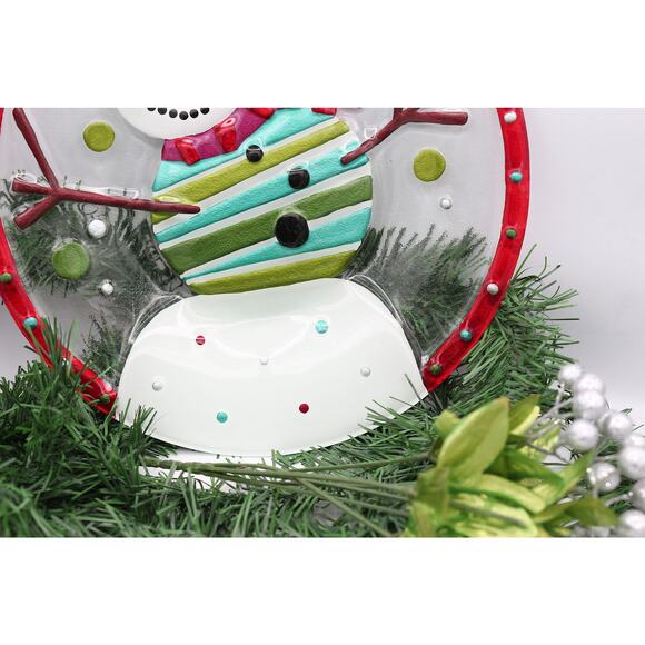 Lori Siebert SILVESTRI Art Glass Fusion 12" Snowman Plate - Picture 5 of 13